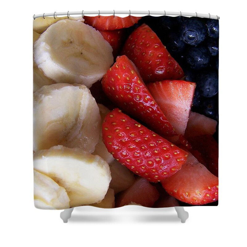 Red Shower Curtain featuring the photograph Summertime Fresh Fruit by Robin Dickinson