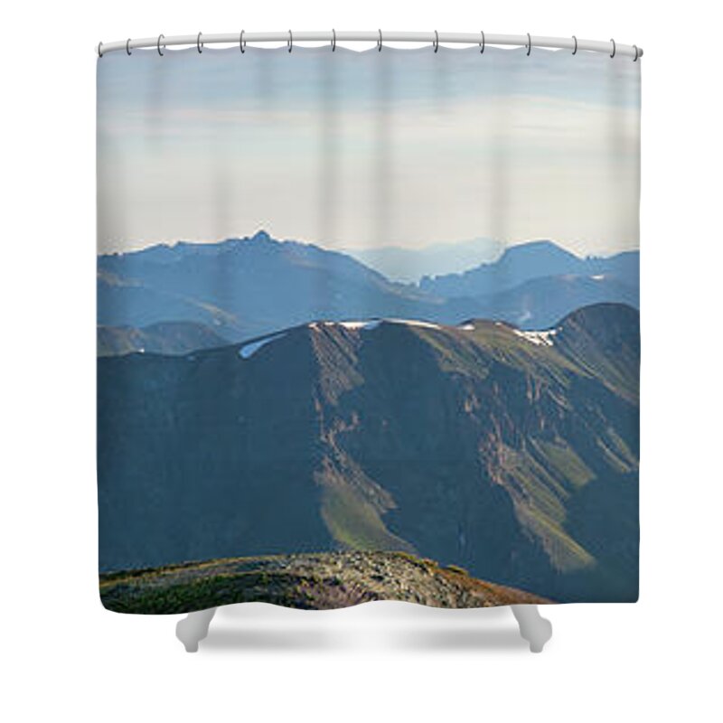 14ers Shower Curtain featuring the photograph Summit Panorama - Handies Peak by Aaron Spong