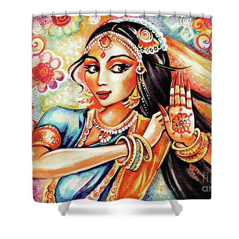 Indian Woman Shower Curtain featuring the painting Sun Ray Dance by Eva Campbell