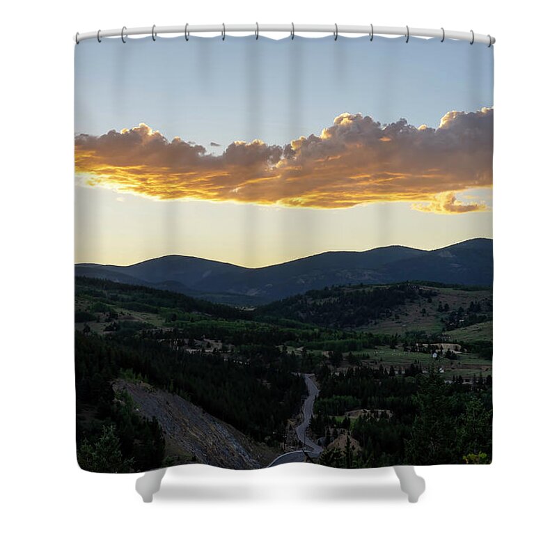 Sunset Shower Curtain featuring the photograph Sun setting Central City by Cathy Anderson