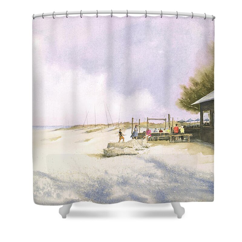 Bradenton Shower Curtain featuring the painting Sunday At The Sandbar by John Glass
