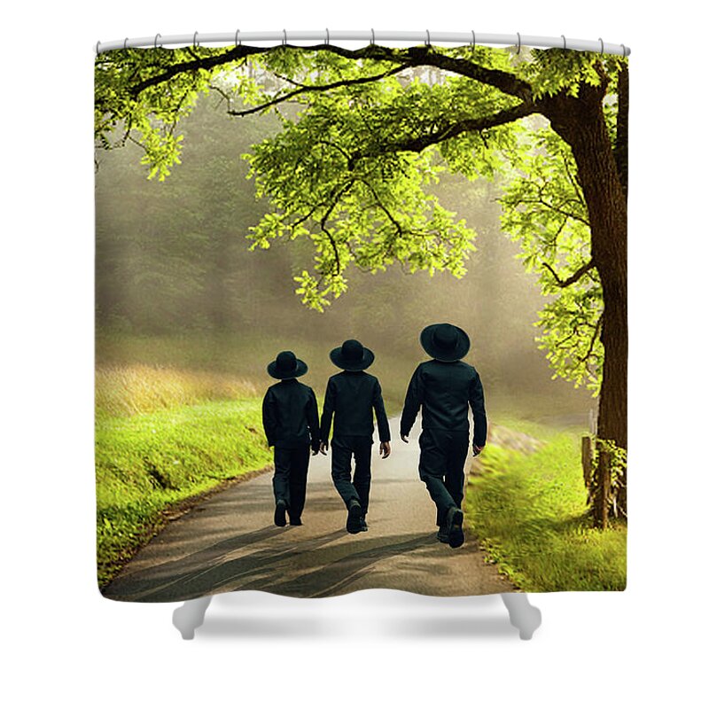 Amish Shower Curtain featuring the photograph Sunday Go To Meetin' by Skip Tribby