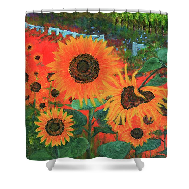 Sunflower Shower Curtain featuring the painting Sunflower Life by Jeanette French