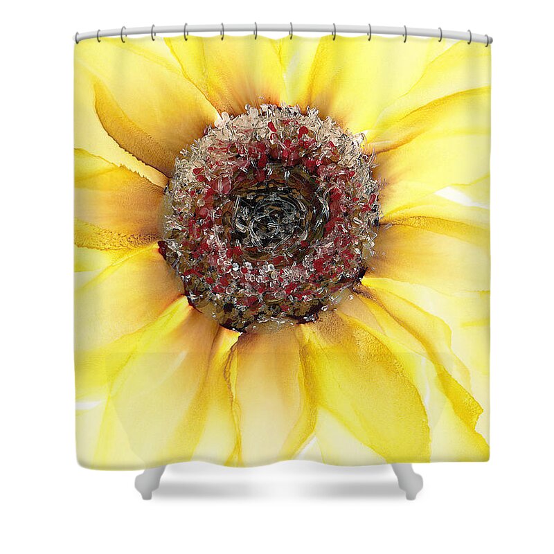 Sunflower Shower Curtain featuring the painting Sunflower of Peace No.2 by Kimberly Deene Langlois