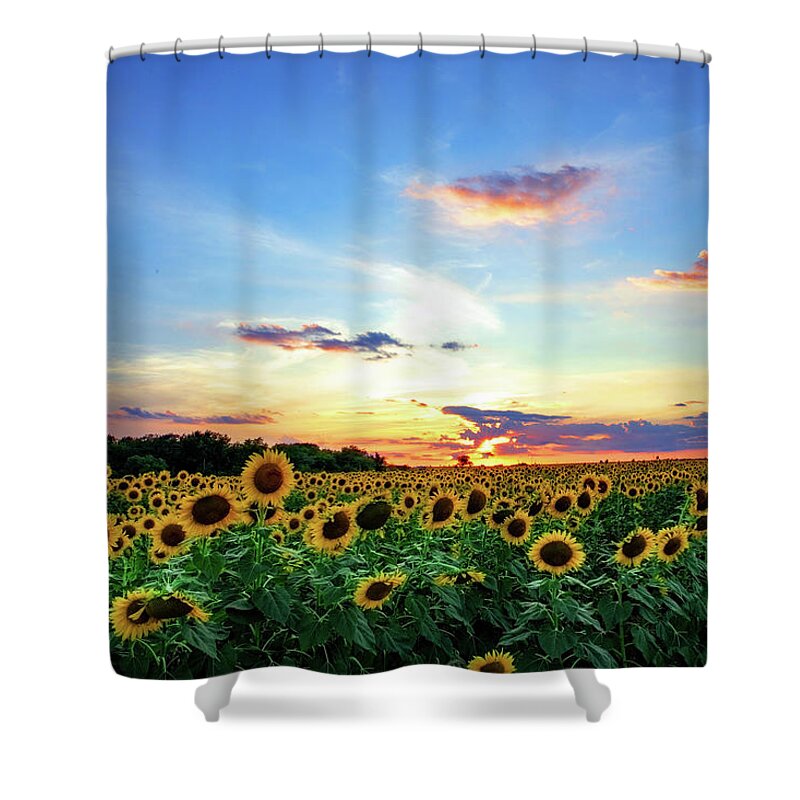 Landscape Shower Curtain featuring the photograph Sunflower Sunset I by KC Hulsman