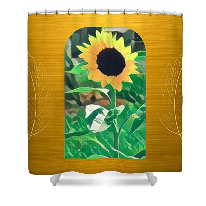 Newby Shower Curtain featuring the digital art Sunflower Trio by Cindy's Creative Corner