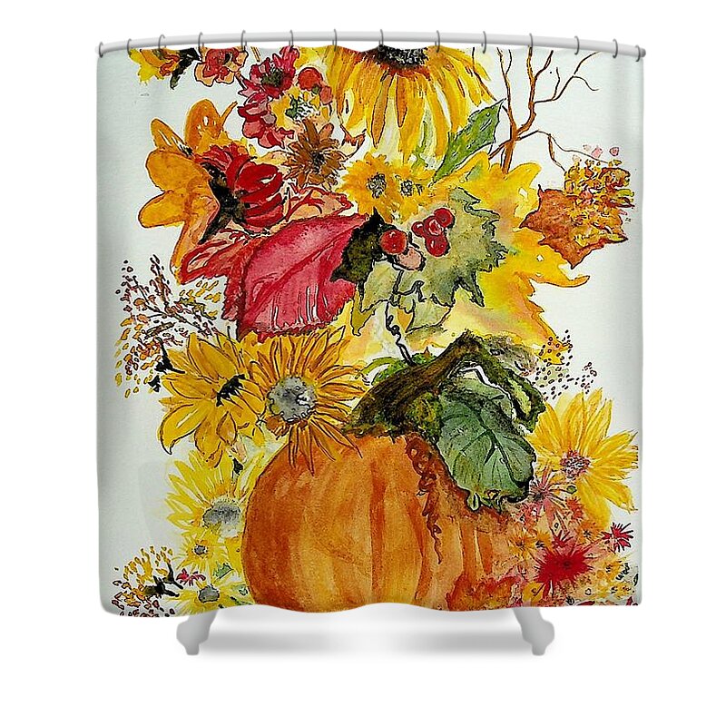 Sunflowers Shower Curtain featuring the painting van Gogh's got nothing by Valerie Shaffer