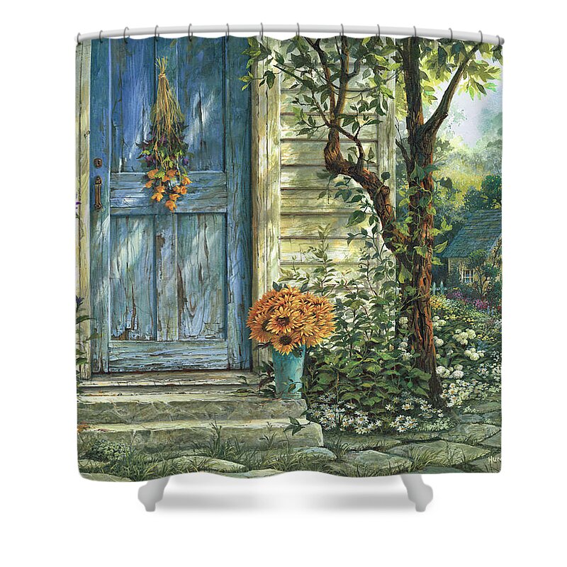 Michael Humphries Shower Curtain featuring the painting Sunflowers by Michael Humphries