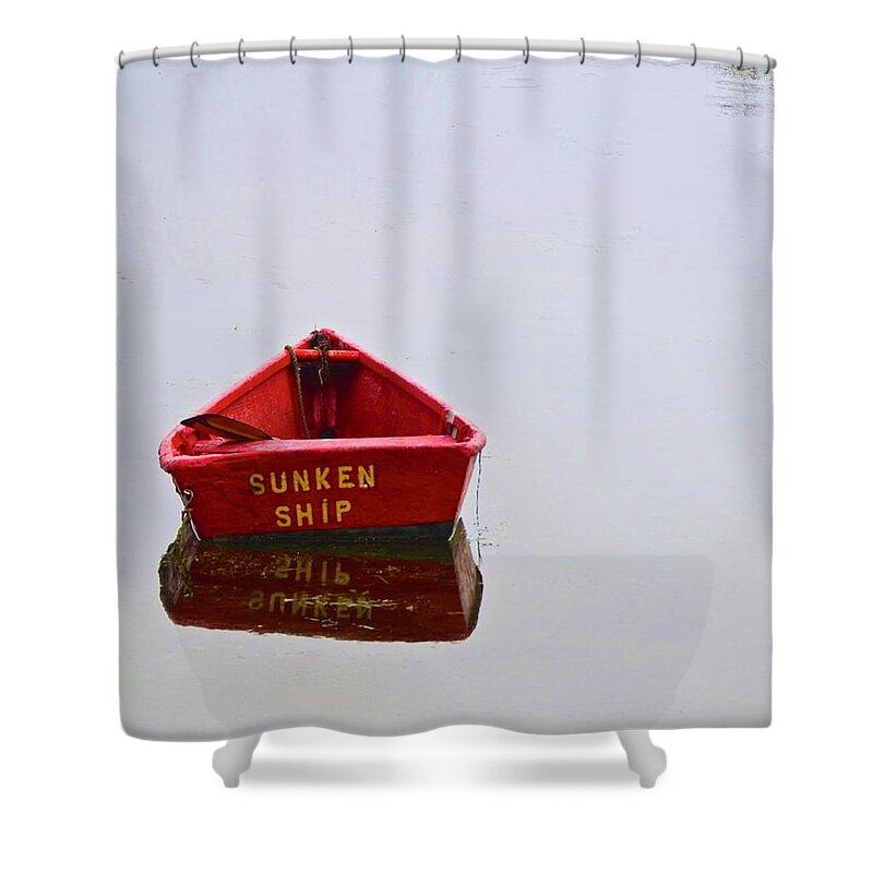 Dingy Shower Curtain featuring the photograph Sunken Ship by Corinne Rhode