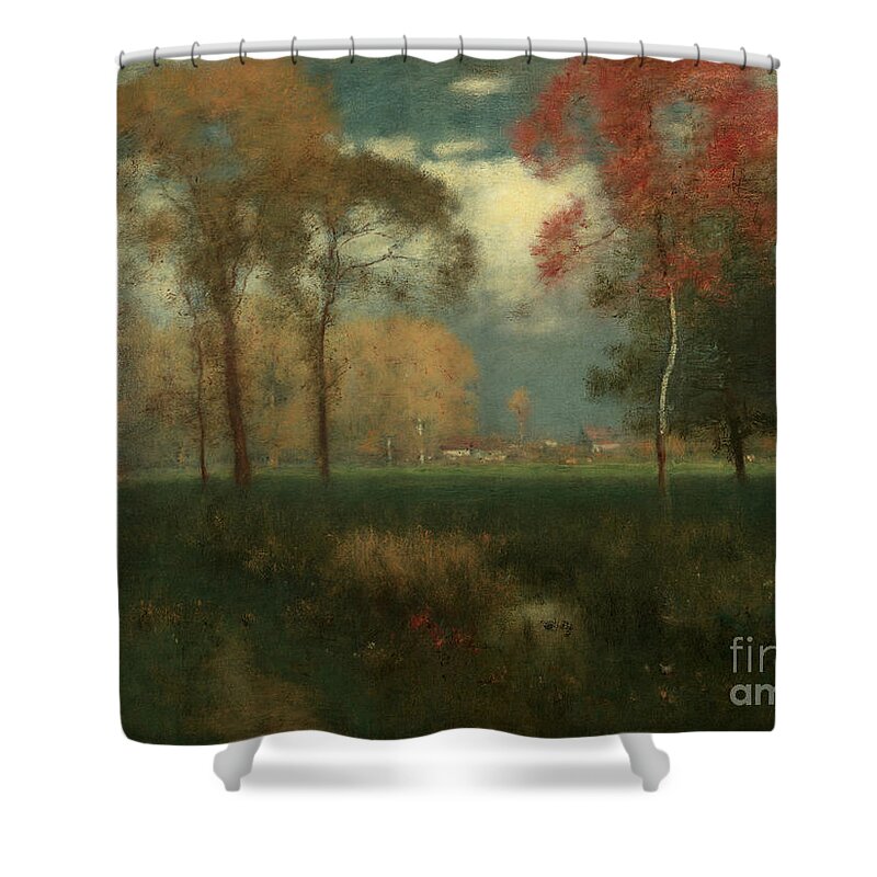 Sunny Shower Curtain featuring the painting Sunny Autumn Day, 1892 by George Inness Snr
