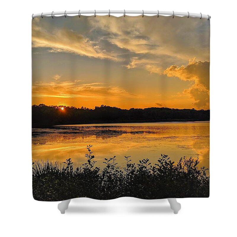  Shower Curtain featuring the photograph Sunny Lake Park Sunset by Brad Nellis