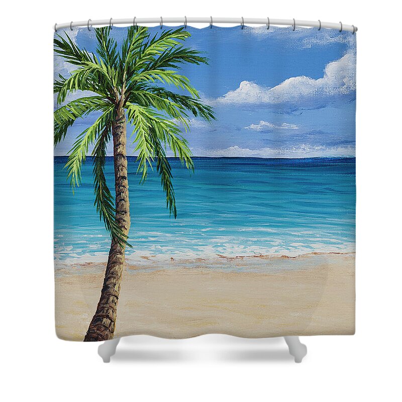 Seascape Shower Curtain featuring the painting Sunny Tropical Day by Darice Machel McGuire