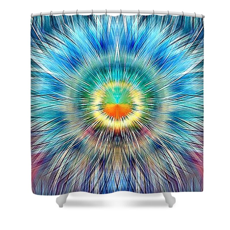 Sunburst Shower Curtain featuring the digital art Sunplosion 2 Symmetry by David Manlove