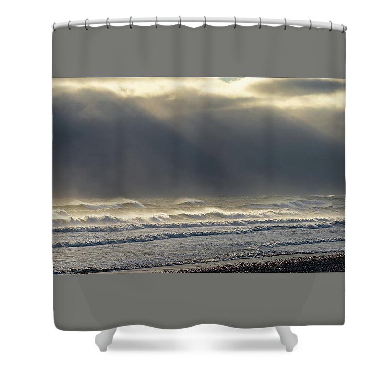 Windy Shower Curtain featuring the photograph SunRay Surf by William Bretton