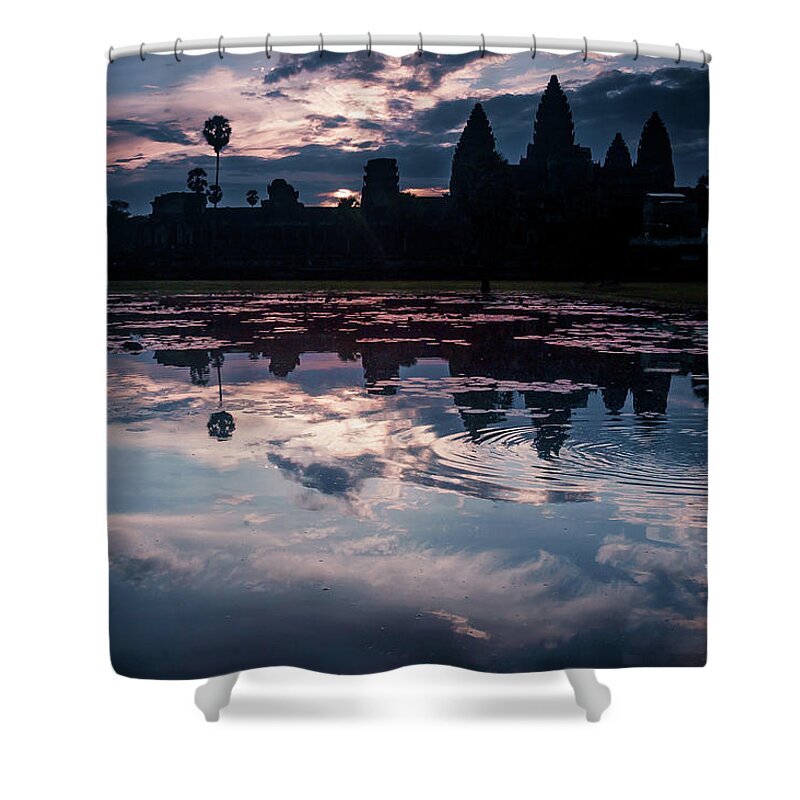 Battambang Shower Curtain featuring the photograph Sunrise at Angkor Wat by Arj Munoz