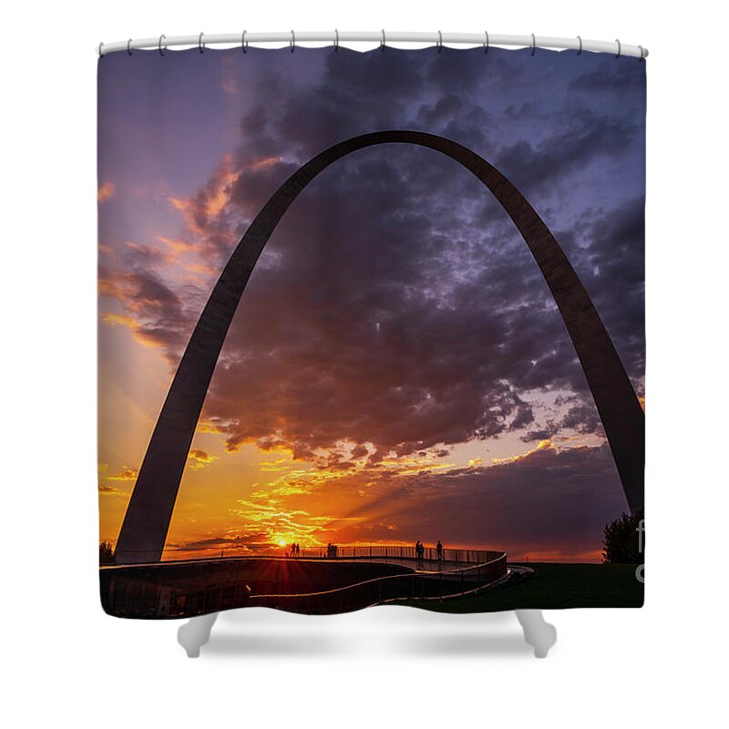 Gateway Arch Shower Curtain featuring the photograph Sunrise at the Gateway Arch by Rich Cruse