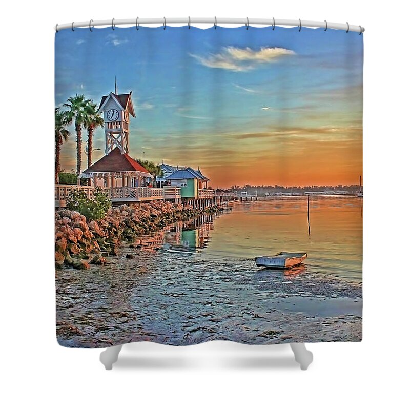 Bridge Street Pier Shower Curtain featuring the photograph Sunrise At The Pier by HH Photography of Florida