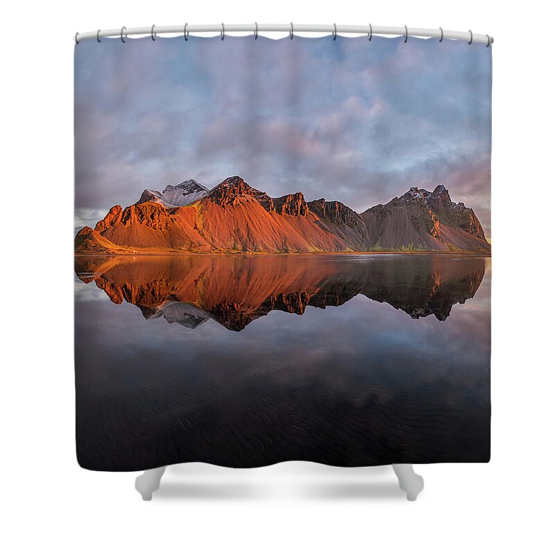 Vestrahorn Shower Curtain featuring the photograph Sunrise at Vestrahorn by Alexios Ntounas