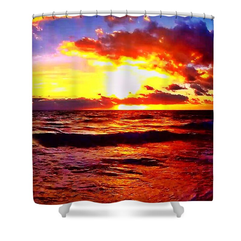 Sunrise Shower Curtain featuring the photograph Sunrise Beach 1070 by Rip Read
