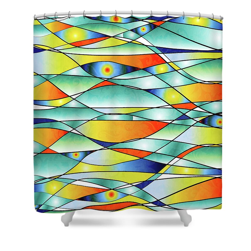 Sunrise Shower Curtain featuring the digital art Sunrise Fish Eyes by Sand And Chi