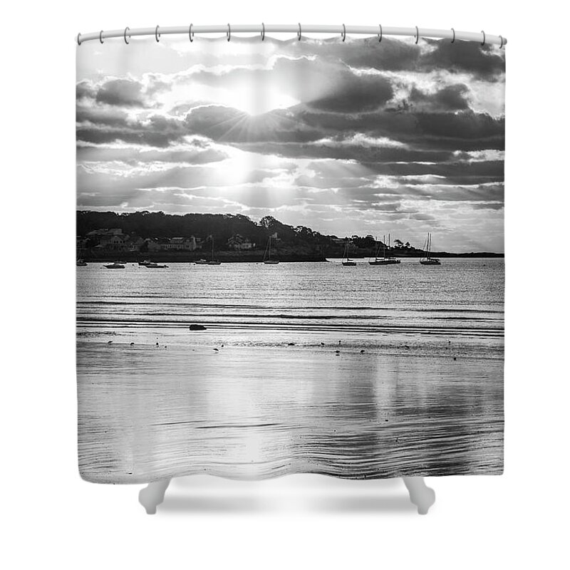 Lynn Shower Curtain featuring the photograph Sunrise from Lynn Shore Drive Lynn MA North Shore Black and White by Toby McGuire
