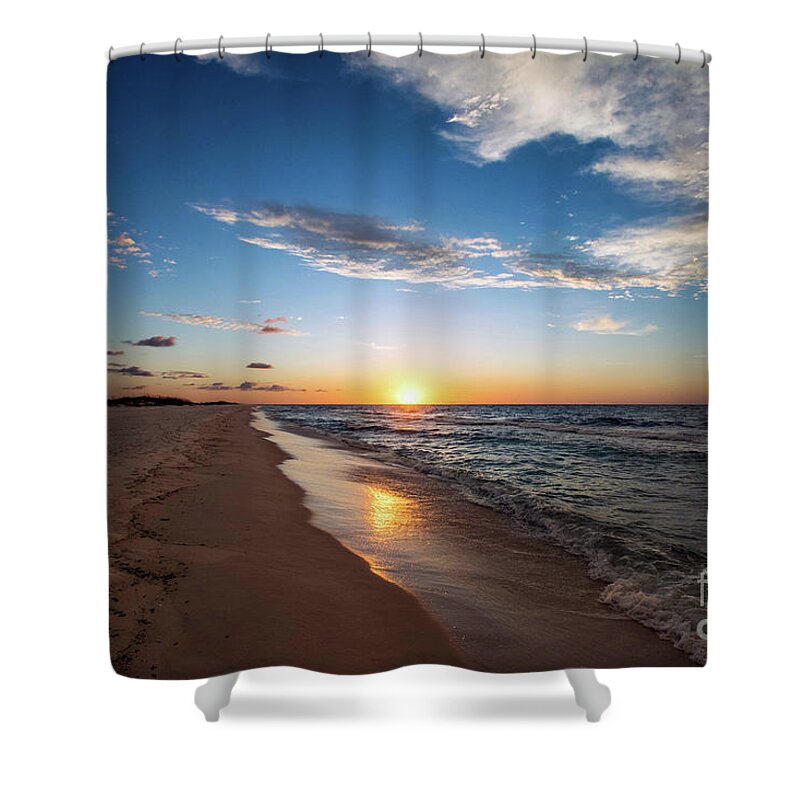 Sun Shower Curtain featuring the photograph Sunrise on Opal Beach, Pensacola Beach, Florida by Beachtown Views