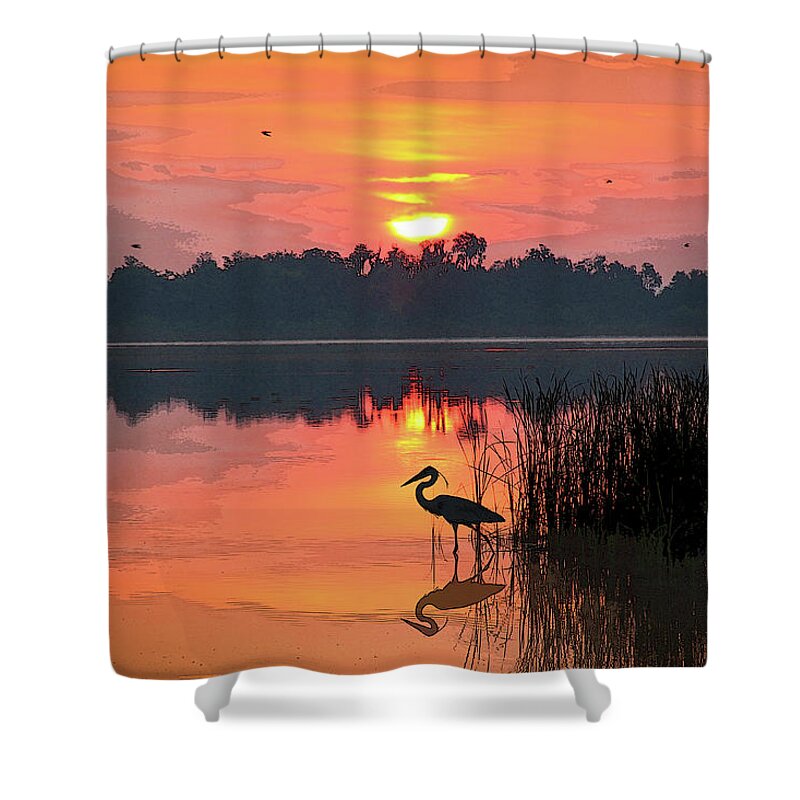 Sunrise Shower Curtain featuring the photograph Sunrise Over Lake Smart by Robert Carter
