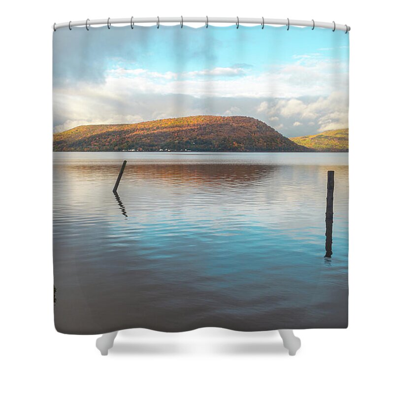 Hudson Valley Shower Curtain featuring the photograph Sunrise over the Hudson Valley in Fall by Auden Johnson