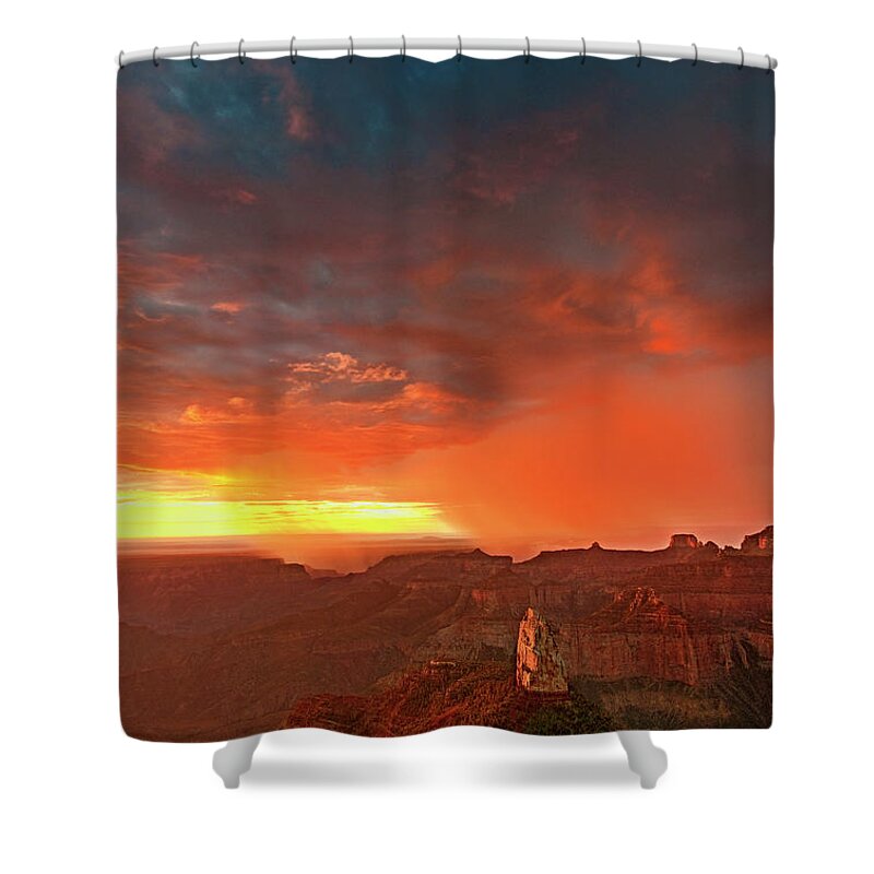 North America Shower Curtain featuring the photograph Sunrise Storm Point Imperial North Rim Grand Canyon NP Arizona by Dave Welling