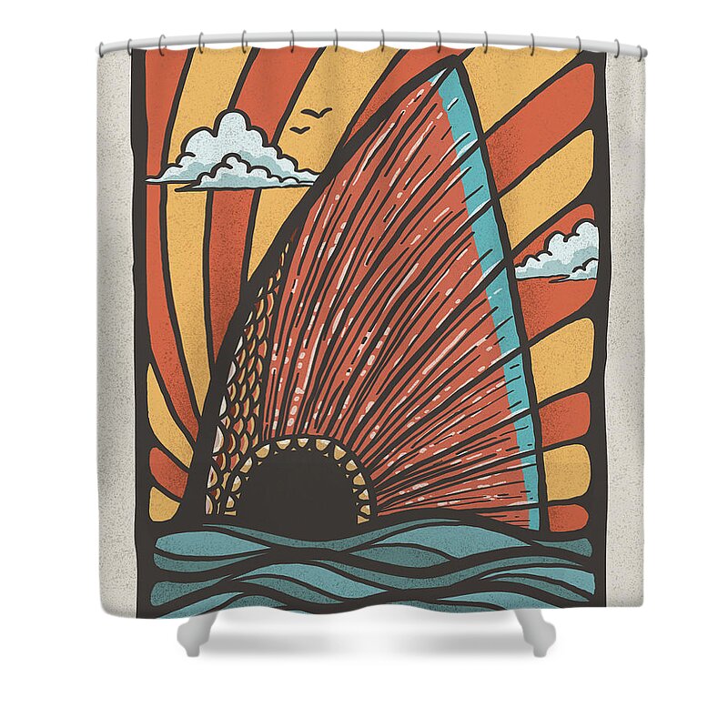 Redfish Shower Curtain featuring the digital art Sunrise Tailer by Kevin Putman