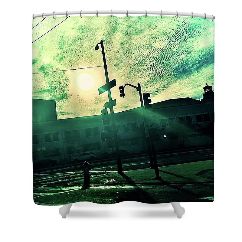 Sunscape Shower Curtain featuring the photograph Sunscape by Bencasso Barnesquiat