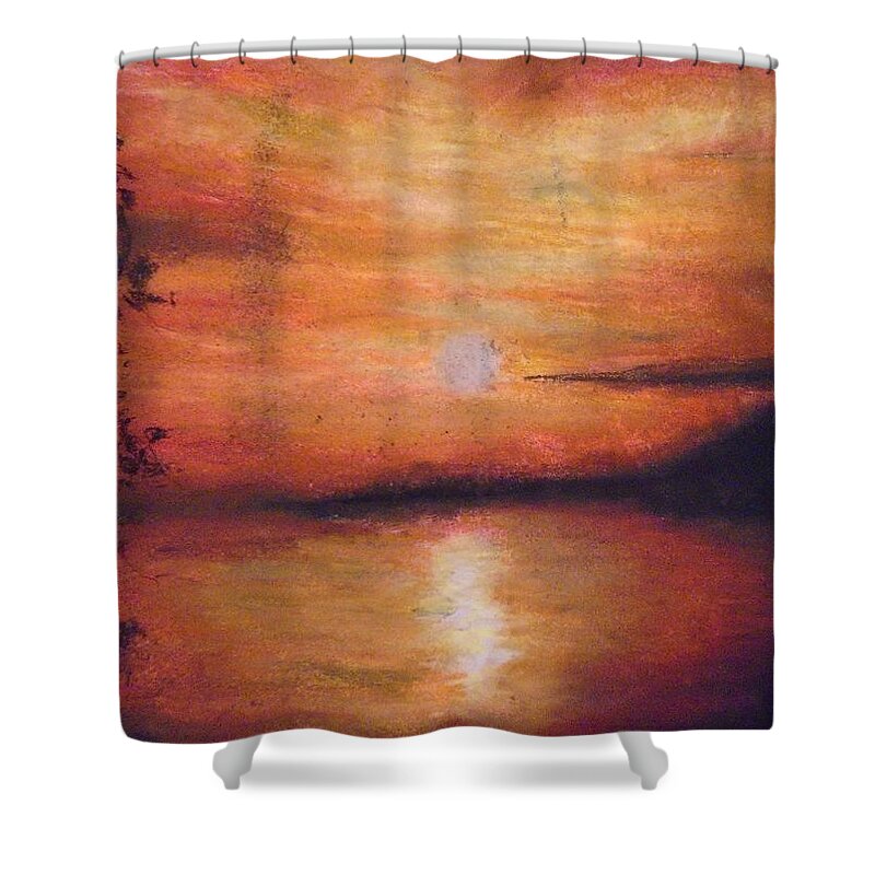 Sunset Shower Curtain featuring the painting Sunset Addiction by Jen Shearer