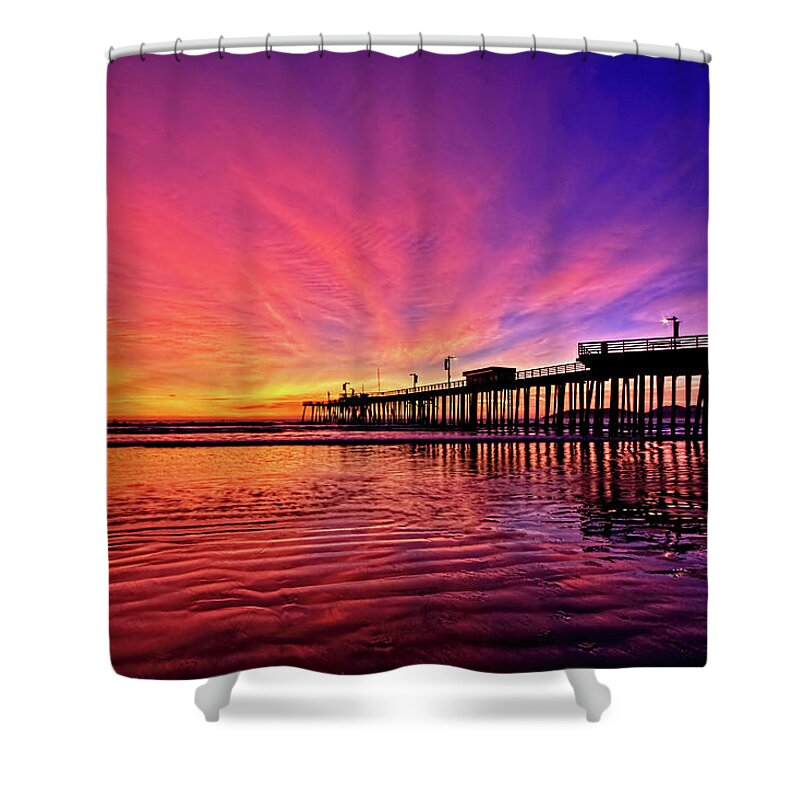 Pismo Beach Shower Curtain featuring the photograph Sunset Afterglow by Beth Sargent