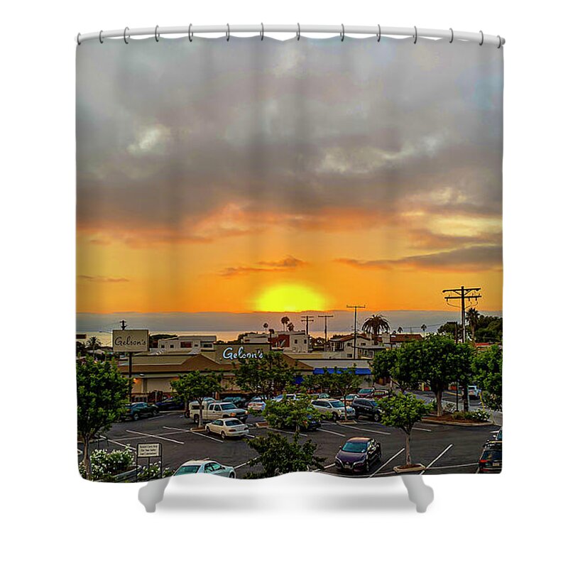 Sunset Shower Curtain featuring the digital art Sunset in Pacific Beach by Cindy Collier Harris