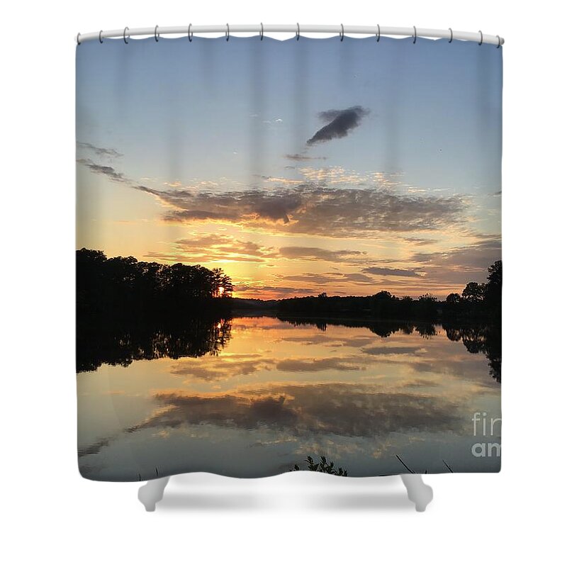 Johnson Mills Shower Curtain featuring the photograph Sunset at the Pond 1 by Catherine Wilson