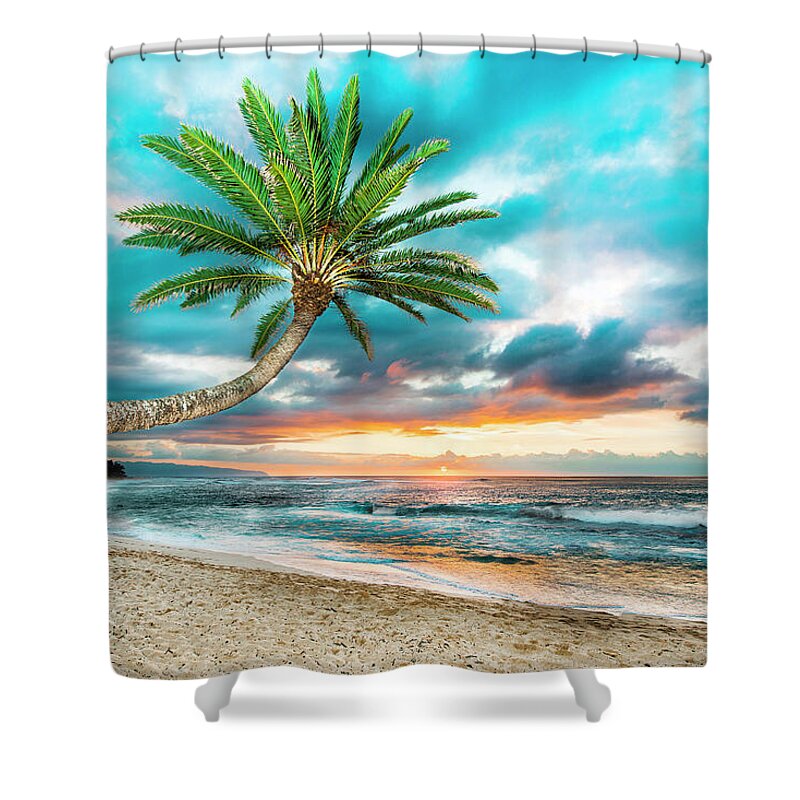 Sunset Beach Shower Curtain featuring the photograph Sunset Beach Hawaii by Leonardo Dale