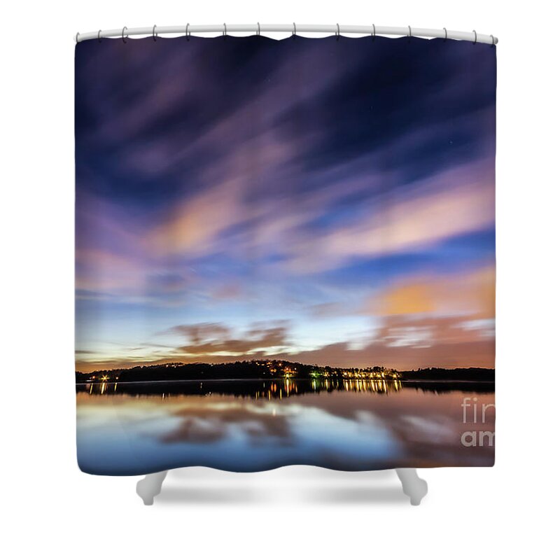 Lake-lanier Shower Curtain featuring the photograph Sunset by Bernd Laeschke