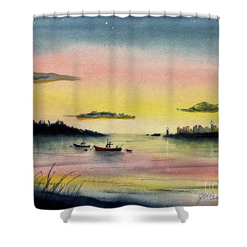 Cove Shower Curtain featuring the painting Sunset Cove by Joseph Burger