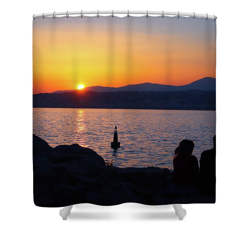 Sunset Shower Curtain featuring the photograph Sunset Date by Andrea Whitaker