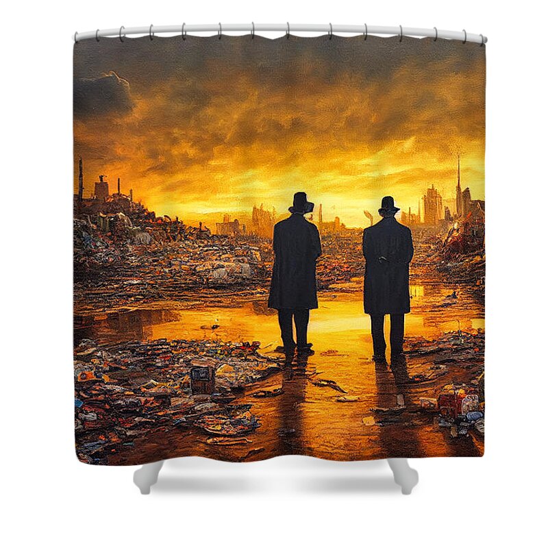 Figurative Shower Curtain featuring the digital art Sunset In Garbage Land 77 by Craig Boehman