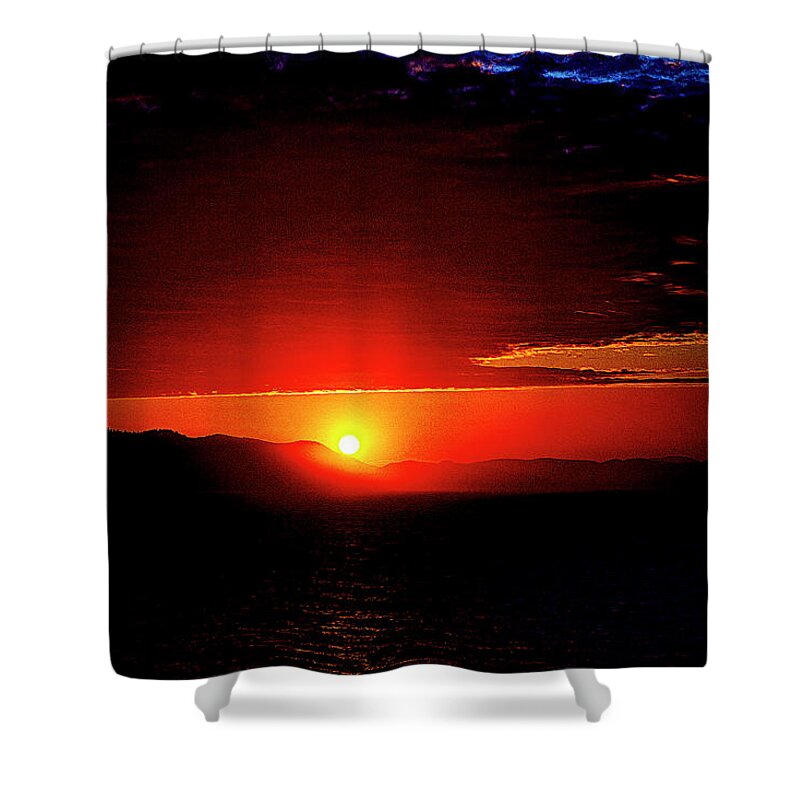 Sunset Shower Curtain featuring the digital art Sunset - Inside Passage Alaska by SnapHappy Photos