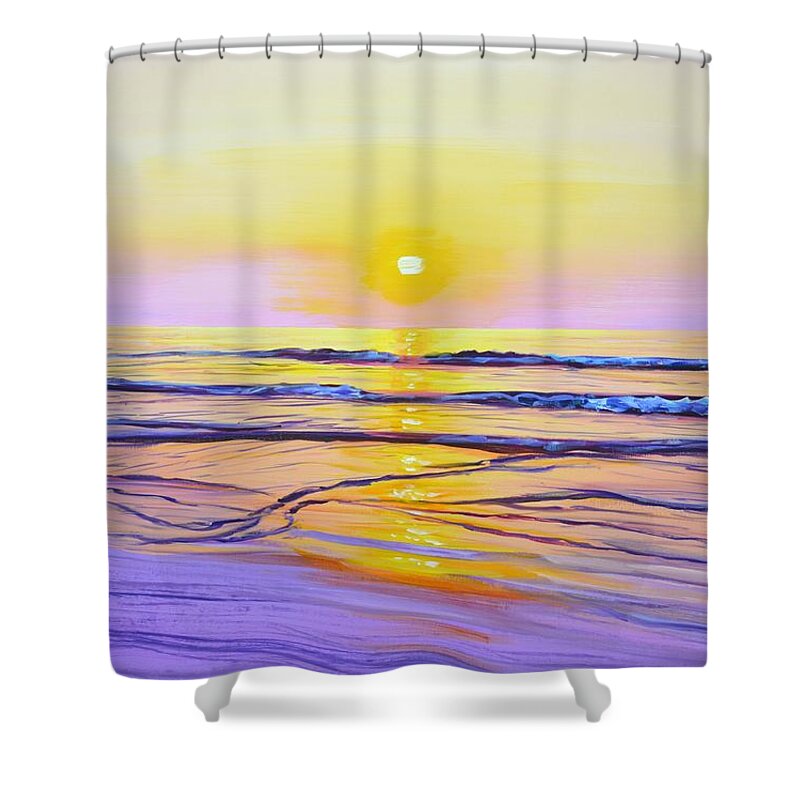 Sea Shower Curtain featuring the painting Sunset Magic 2. by Iryna Kastsova