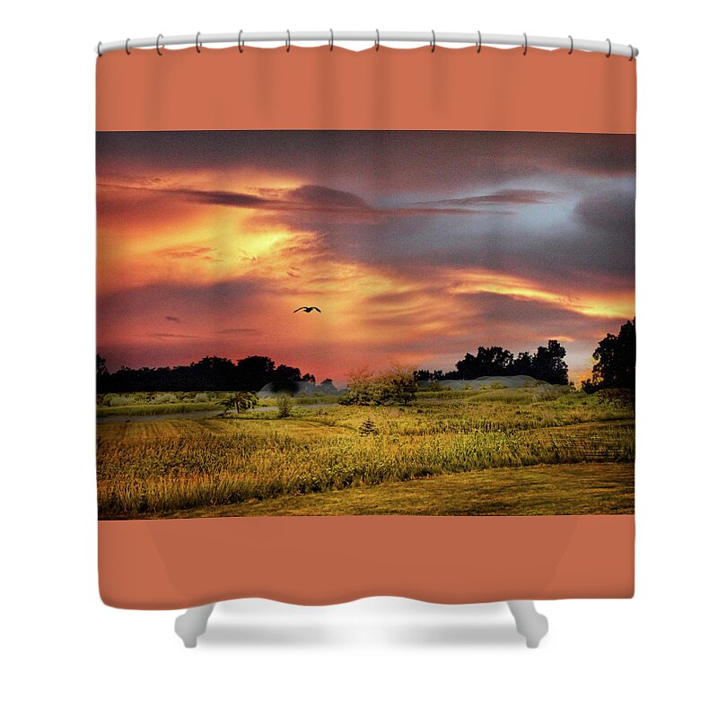 Meadow Shower Curtain featuring the photograph Sunset Meadow by Jessica Jenney