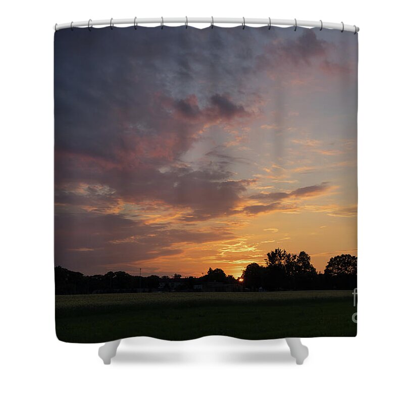 Sunset Shower Curtain featuring the photograph Sunset at the edge of the forest 2 by Adriana Mueller