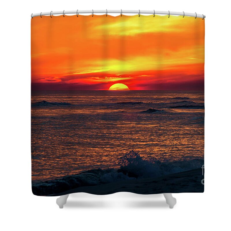 Sun Shower Curtain featuring the photograph Sunset on the Horizon, Perdido Key, Florida by Beachtown Views