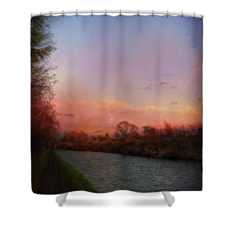 Photography Shower Curtain featuring the digital art Sunset on the River by Terry Davis
