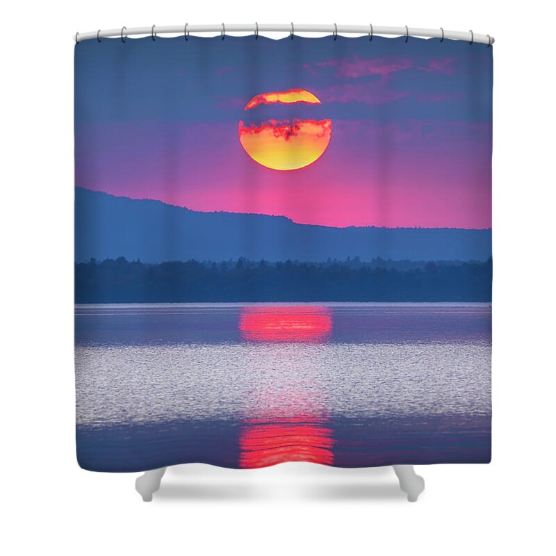 Sunset Shower Curtain featuring the photograph Moosehead Lake a1928 by Greg Hartford