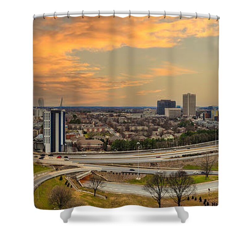 City Shower Curtain featuring the photograph Sunset Over the Cityscape in Atlanta by Marcus Jones