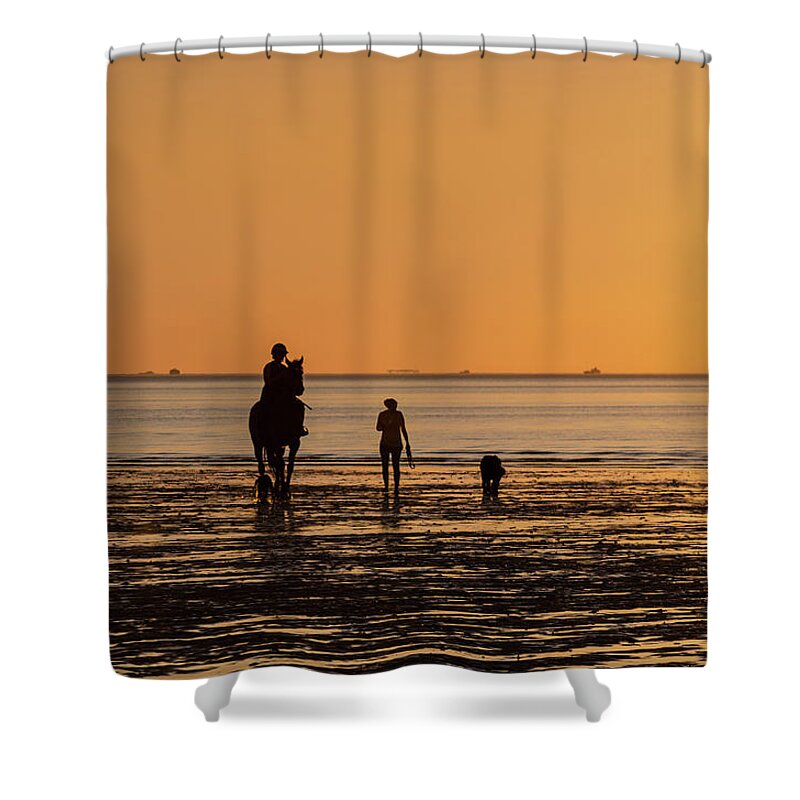 Hoylake Shower Curtain featuring the photograph Sunset Rider by Spikey Mouse Photography