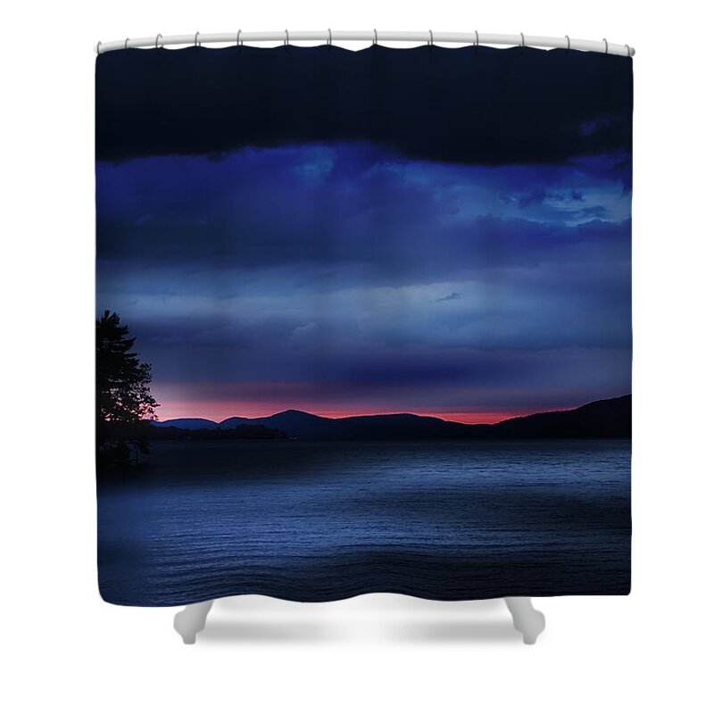 Sun Shower Curtain featuring the photograph Sunset Storm Clouds by Russel Considine
